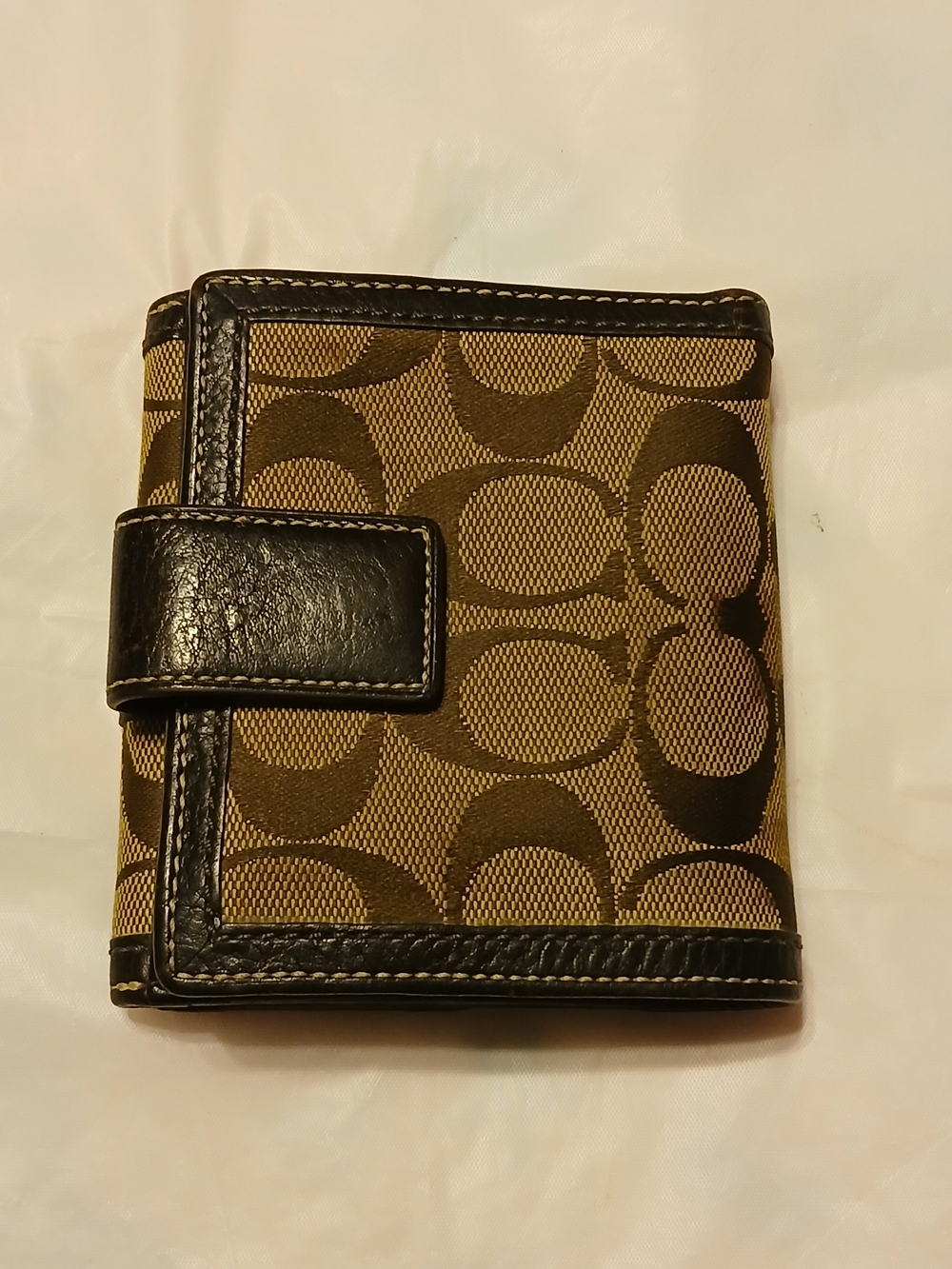 Coach Brown Signature Pattern Wallet with Dark Brown Trim